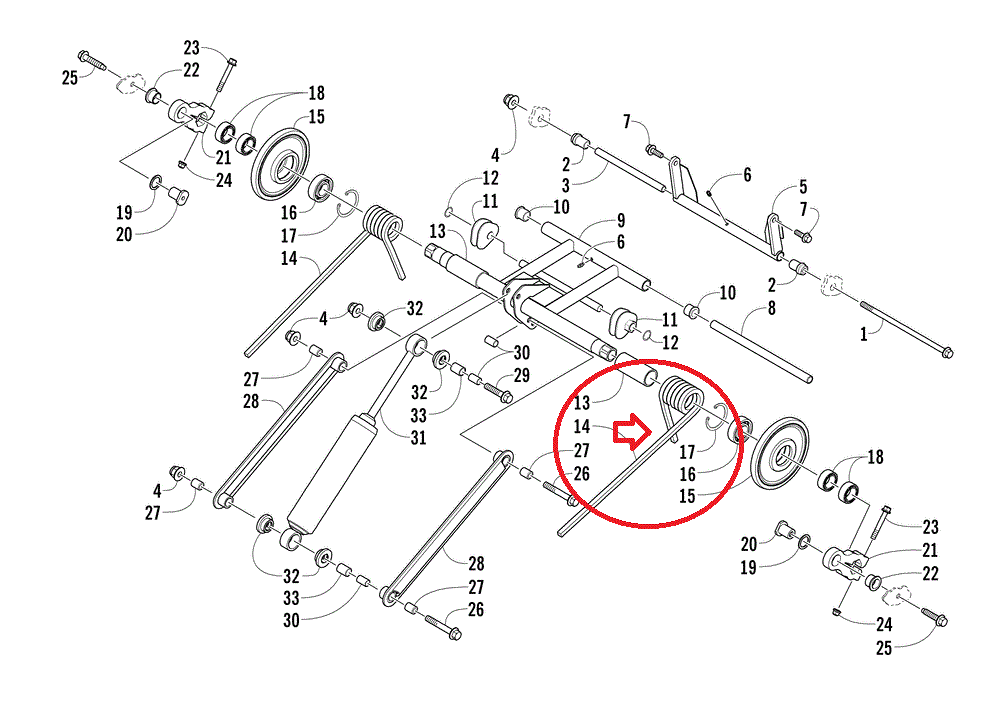 Пружина задней подвески левая Arctic Cat BС 1704-843