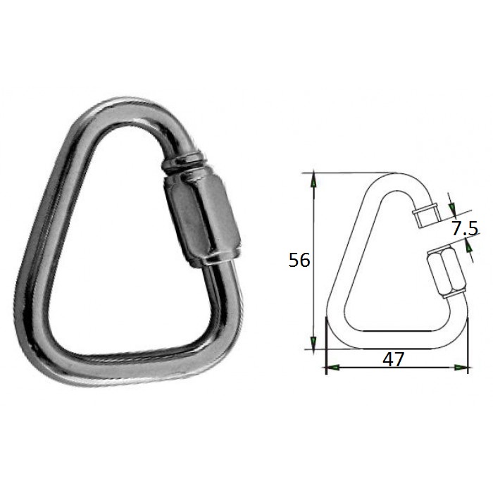 Гак-карабин треугольный  6 мм AISI 316