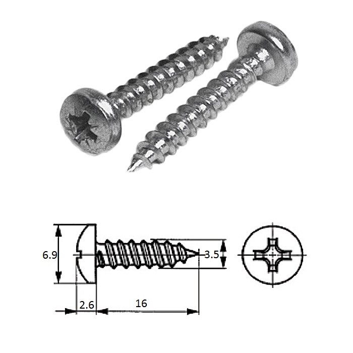 Шуруп п/кр.гол M3.5X 16 нерж.A2 (100 шт)