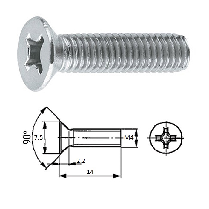 Винт пот.гол M4X 14 нерж.A2 (100 шт)