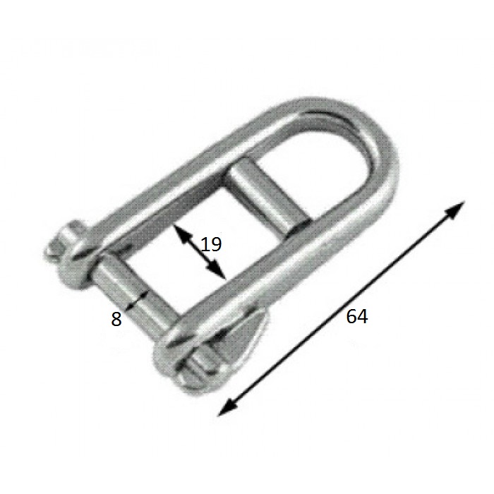 Скоба такелажная с пальцем 8 мм AISI 316