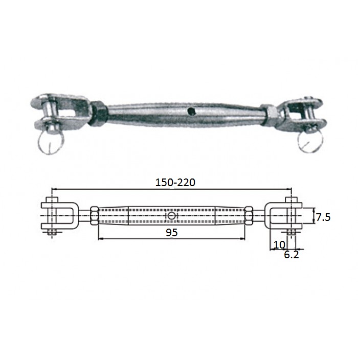 Талреп со стопорн.болт М 6 150-220 мм