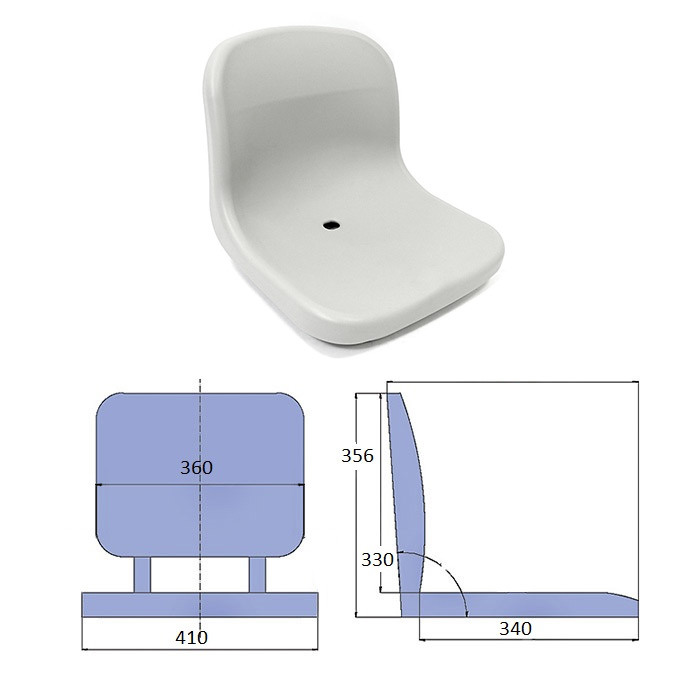 Сиденье пластмассовое 330х360 мм, светло-серое