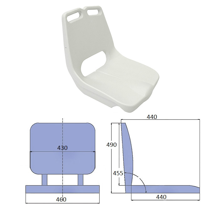 Сиденье пластмассовое 455х430 мм с ручкой, белое