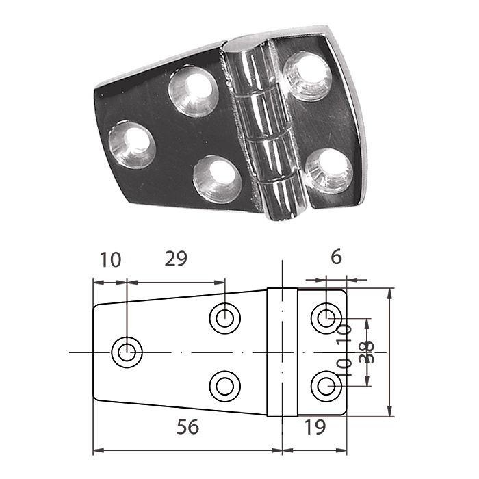 Петля асимметричная 2-1/4"х1-1/2"