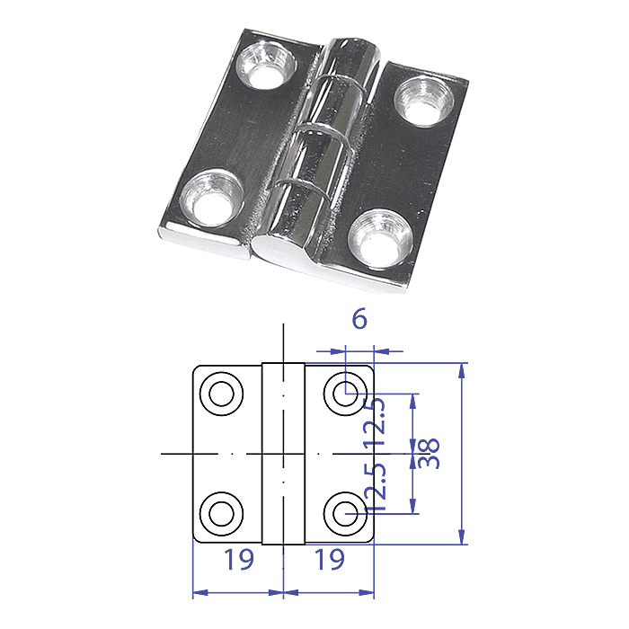 Петля прямоугольная неразъемная 1-1/2"х1-1/2"