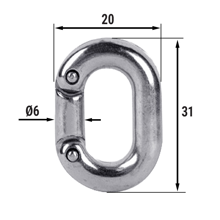 Звено ремонтное для цепи  6мм, нерж. сталь AISI316