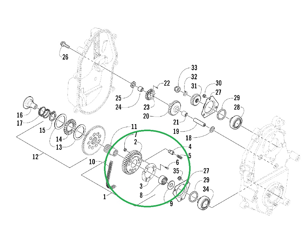 Подшипник шестерни с пальцами Arctic Cat 0602-016